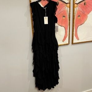 Joyfolie Black High Low Ruffle Dress